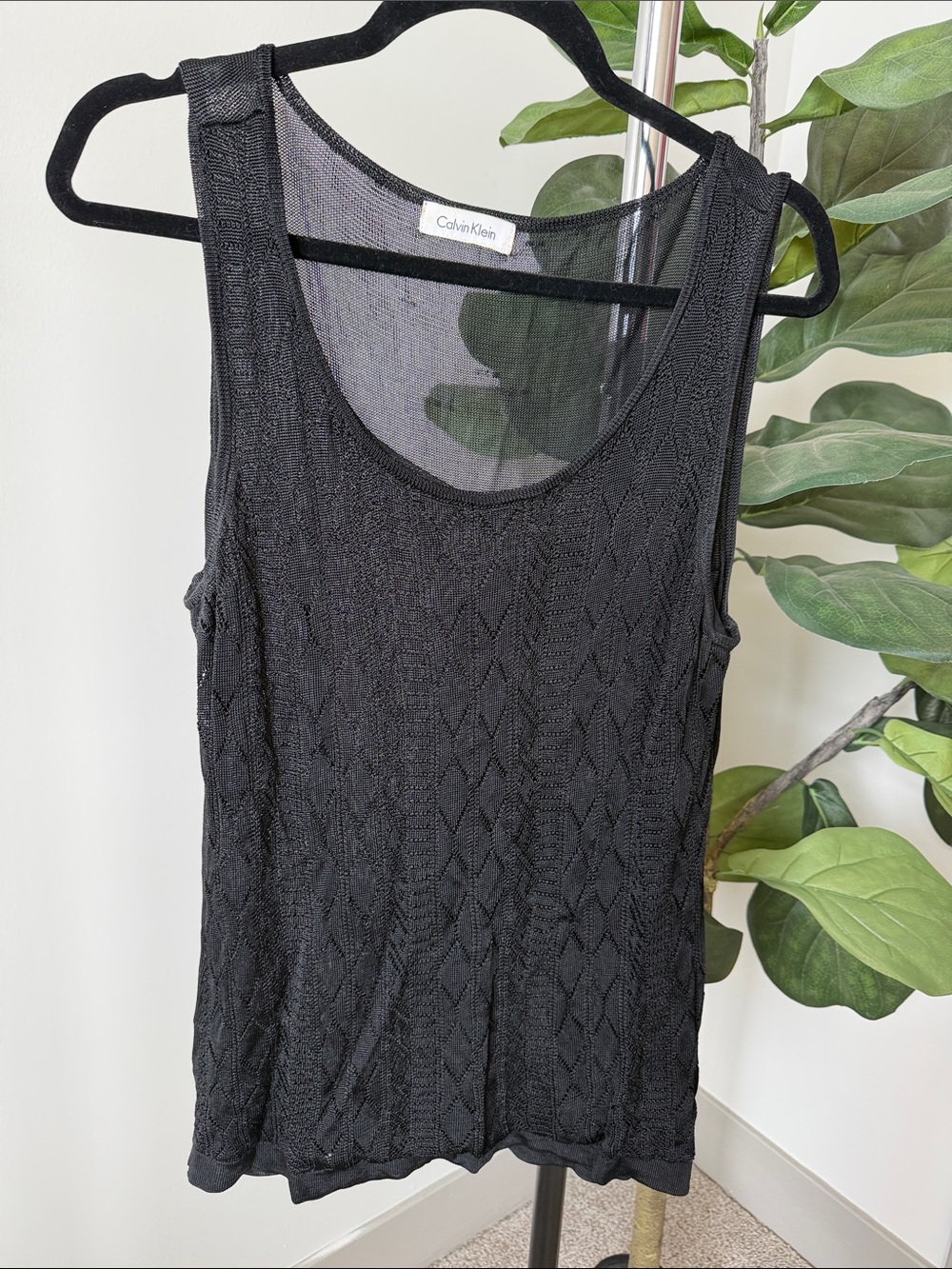 Calvin Klein Black Textured Knit Tank Top